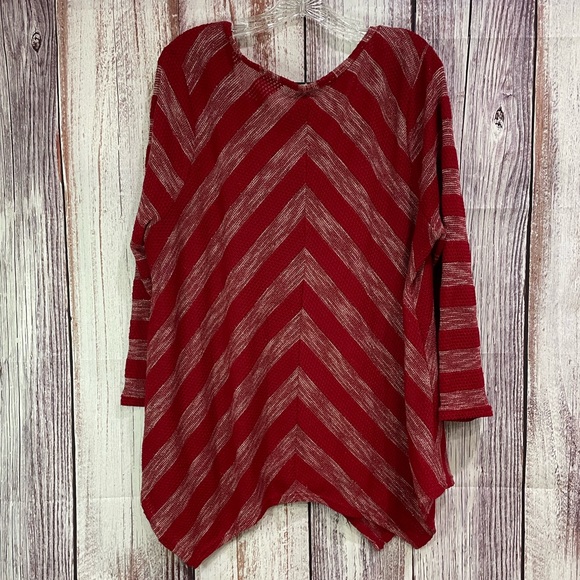 American Rag Red & Silver Shiny Striped Sweater Women’s Size 2X. #5053 - Picture 2 of 8